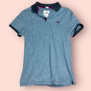 Vintage Hollister Polo Shirt Mens Sz Medium Short Sleeve Collar Y2K Gray Preppy